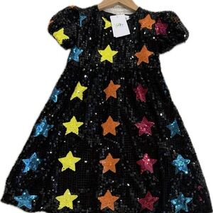 Lola + The Boys Black Dress with Colorful Stars